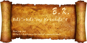 Bárkány Kristóf névjegykártya